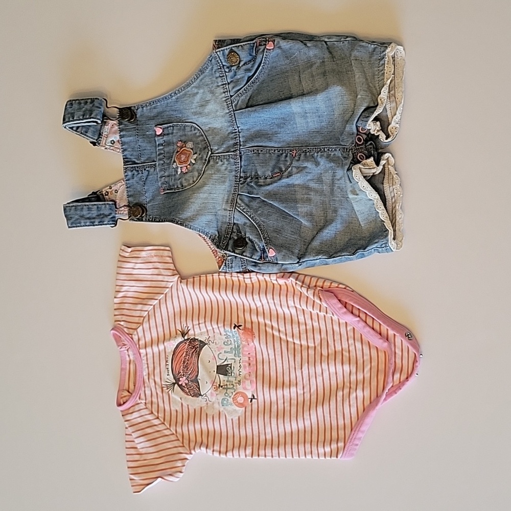 Souris Mini Girl Short Denim Overalls Jumpsuit